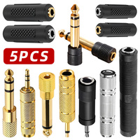 5Pcs 3.5mm 6.35mm Stereo Mono Plug To 3.5mm 6.5mm Audio Jack Connector Adapter Converter for Speaker