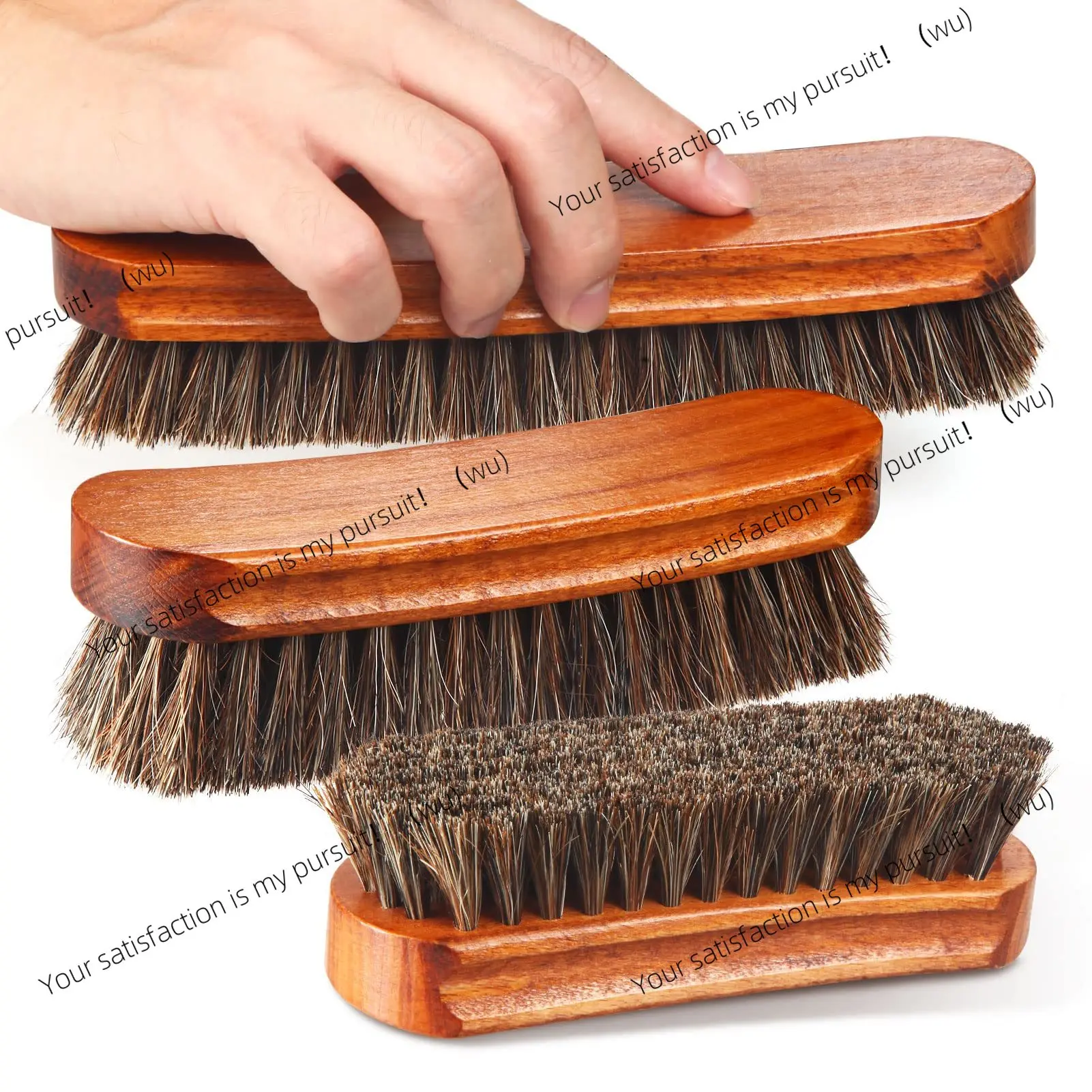 New Horsehair Leather Textile Cleaning Brush for Car Interior Furniture Apparel Bag Shine Polishing Brush Auto Wash Accessories