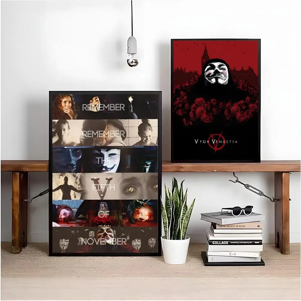 Thriller Movie V For V-Vendetta Poster Matte Peel And Stick Self Adhesive Removable Waterproof Frameless Bedroom Living Room