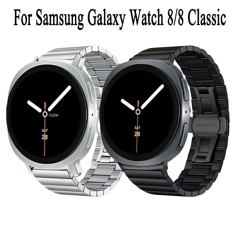 Pulseira de aço inoxidável de luxo para samsung galaxy watch 8 40mm 44mm pulseira para galaxy watch 8 clássico 46mm pulseira de metal