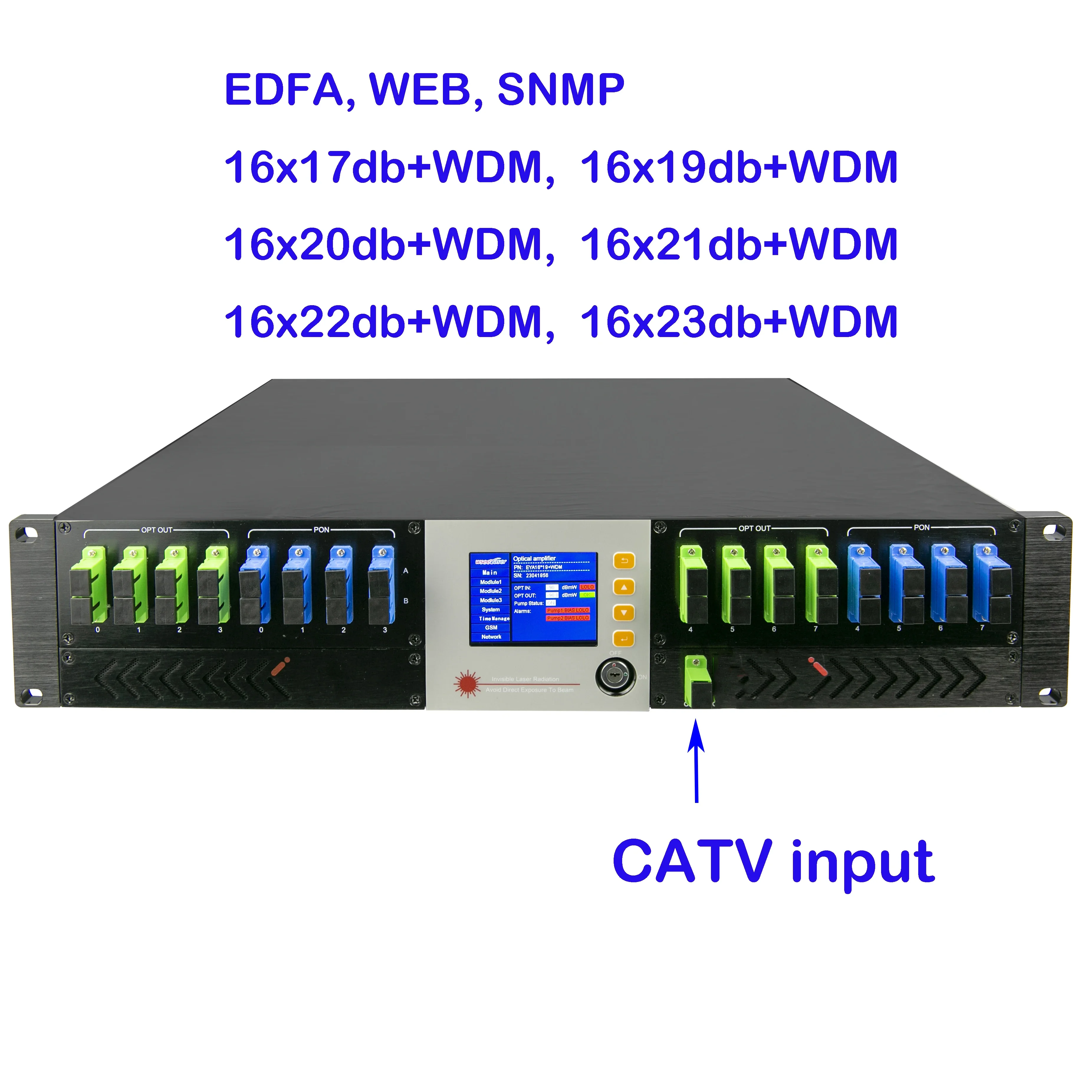 

SNMP, WEB, free shipping 16x20dBm, 16x23dBm, with WDM 1550nm Optical Fiber Amplifier Cable Erbium-Doped Fiber Amplifier (EDFA)