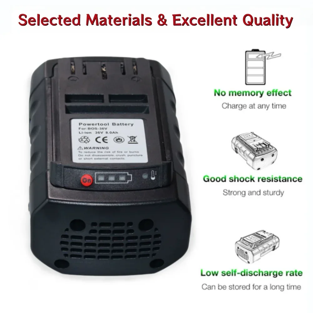 For Bosch 36V 8.0AH Lithium-Ion Rechargeable Battery BAT810 BAT840 2607336003 Replacement Tools Battery