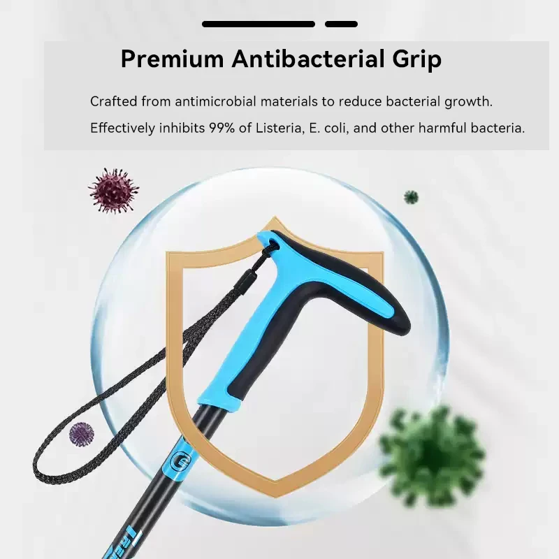 하이킹 및 걷기용 트레킹 폴, 텔레스코픽 경량 하이킹 폴, 텔레스코픽 워킹 스틱 폴 T 미끄럼 방지 손잡이