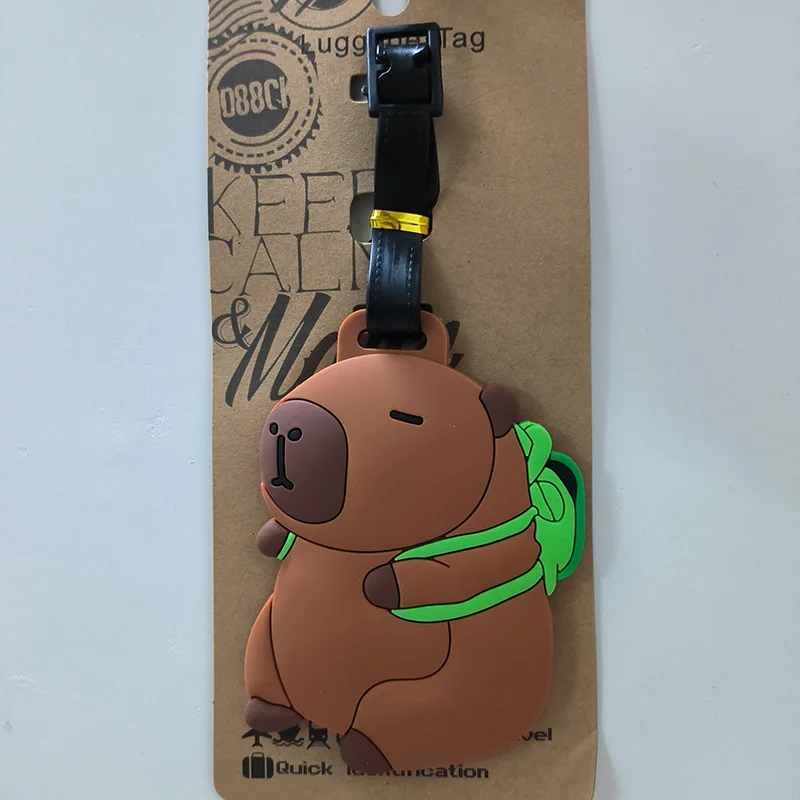 Travel Accessories PVC Luggage Tag Cute Cartoon Capybara Suitcase Portable Label Women Men Baggage Boarding Tags