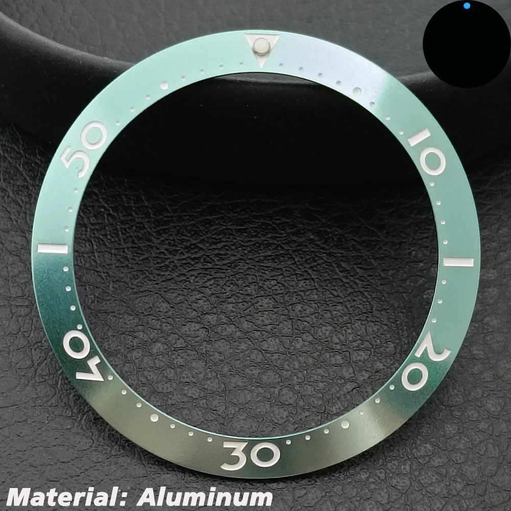 38mm ceramic bezel aluminum bezel suitable for 40mm case sub NH35 case  tilted blue-green luminous bezel watch accessories