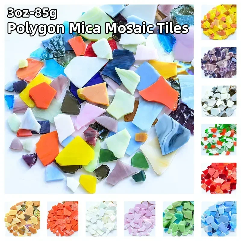 3oz/85g Polygon Mica Mosaic Tiles DIY Craft Colored Fragments Glass Tile Mosaic Making Materials Irregular Shape Pieces