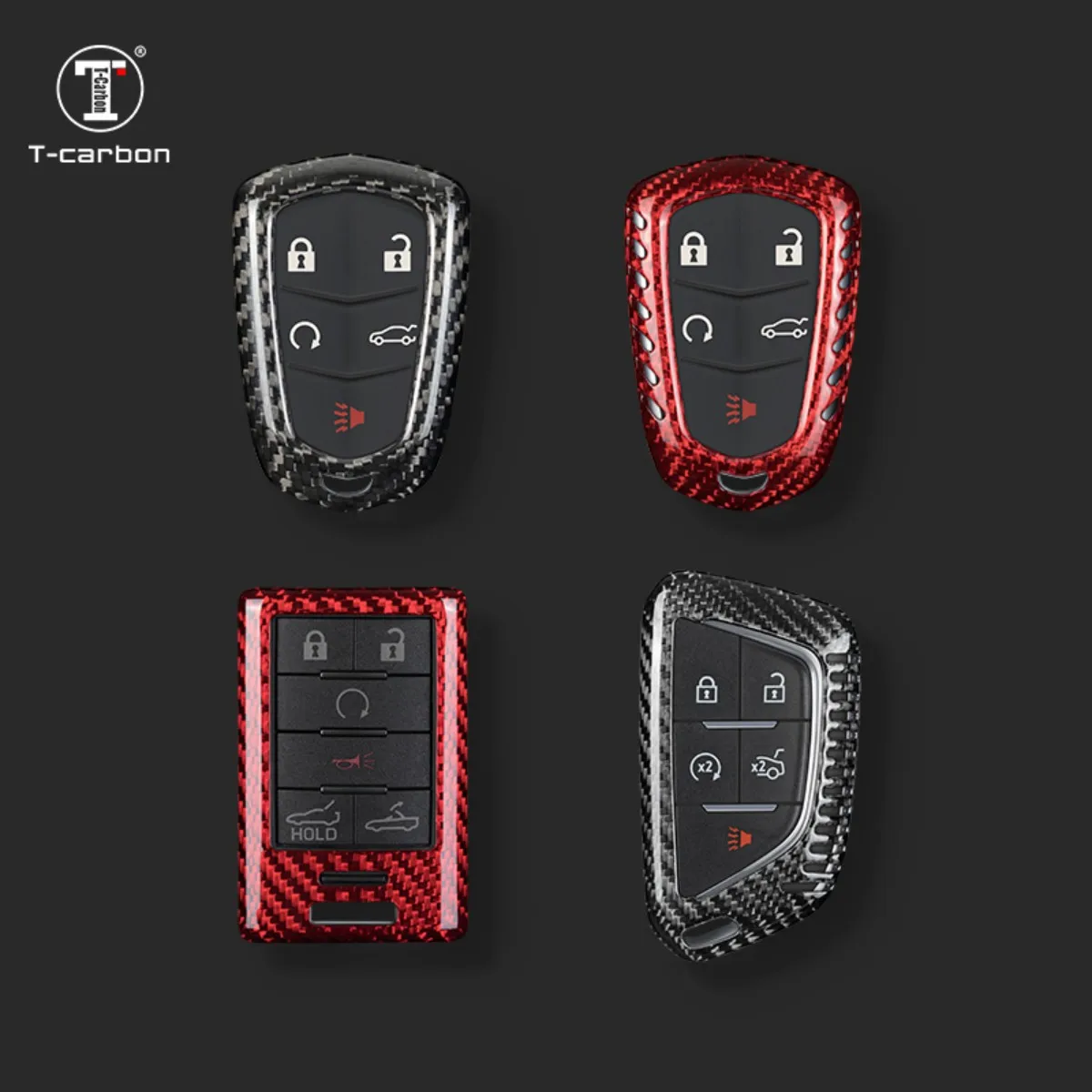 T-carbon Carbon Fiber Car Remote Key Case Cover For Cadillac ESV Escalade CTS XTS SRX ATS CT5 XT5 XT6 XLS