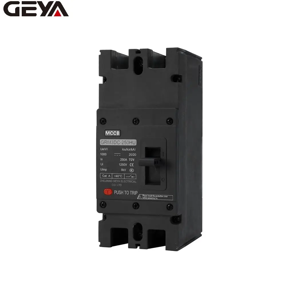 GEYA GRM3DC-250HU-2P 63A-320A DC1000V 63A 100A 125A 200A Mould case DC MCCB Circuit Breaker 125 Amp 2P/3P SOLAR PV SYSTEM