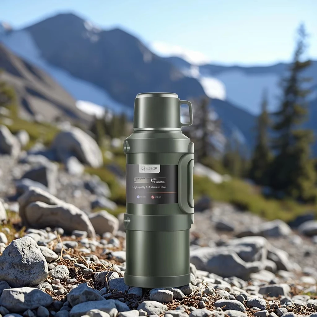 2000ml Vacuum Thermo Cup Large Capacity 316 Stainless Steel Dual-Layer Insulated Travel Thermos Bottle Sports Water Bottle