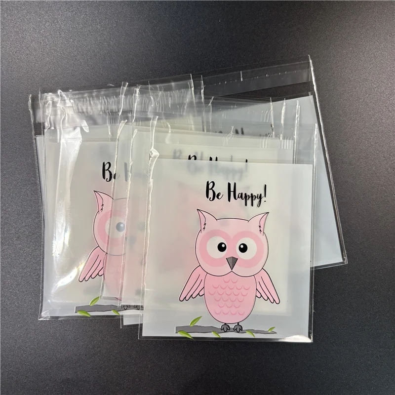 100pcs Happy Owl Cookie Packaging Bags Plastic Self-Adhesive Wedding Candy Gift Decoration Biscuits Bags view 4