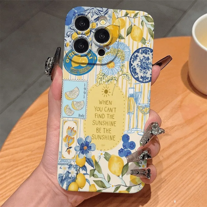 Sommer-Zitronenblüten-Streifen Silikon-Handyhülle für Xiaomi Redmi Note 14 13 12 11 Pro Plus 5G 12S 11S Redmi 13C 14C Weiche Schutzhülle