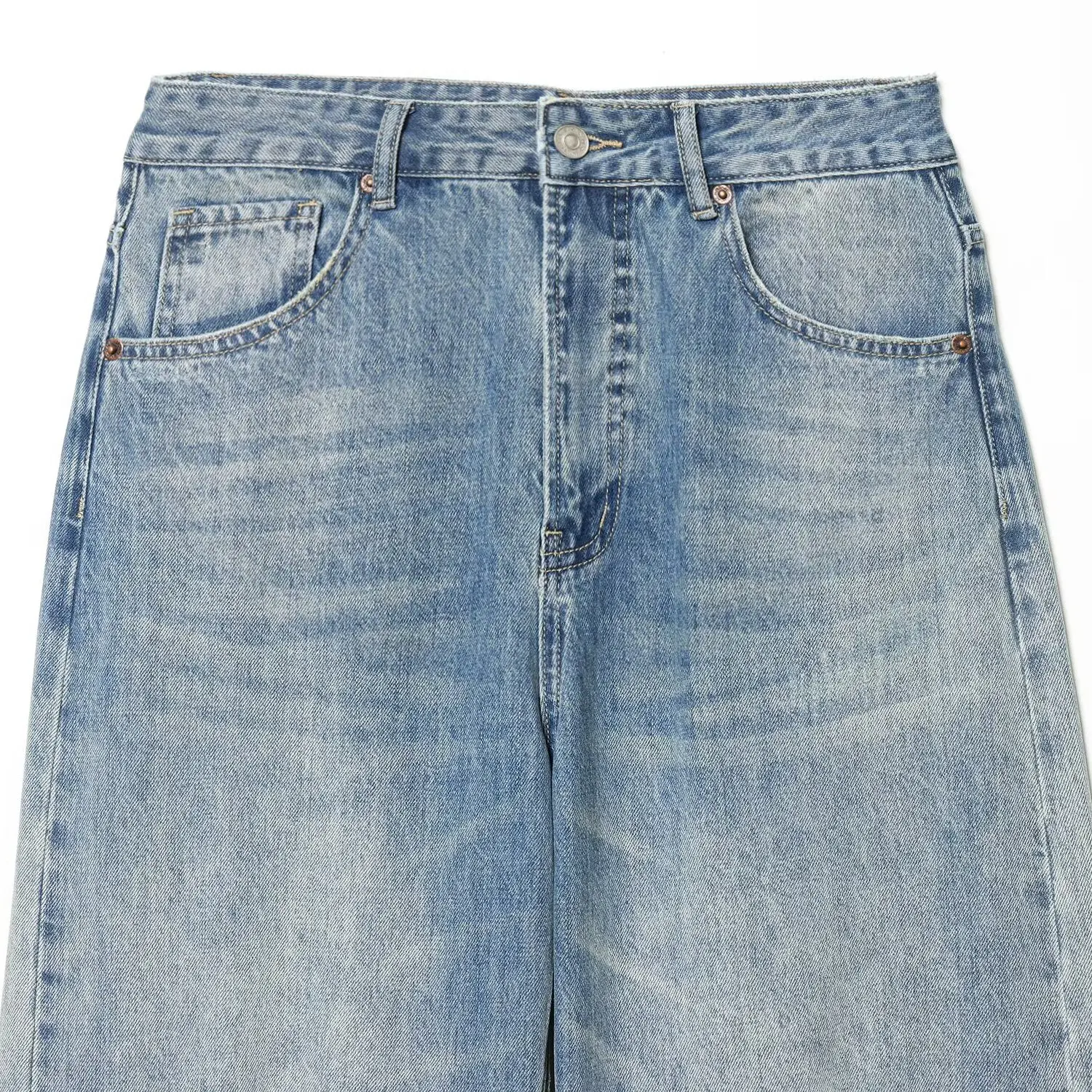 JNLEAOG Women's Casual Loose Jeans Decorative Cuffed Hole Punching Versatile Street Style Polyester Fiber Straight Leg Pants