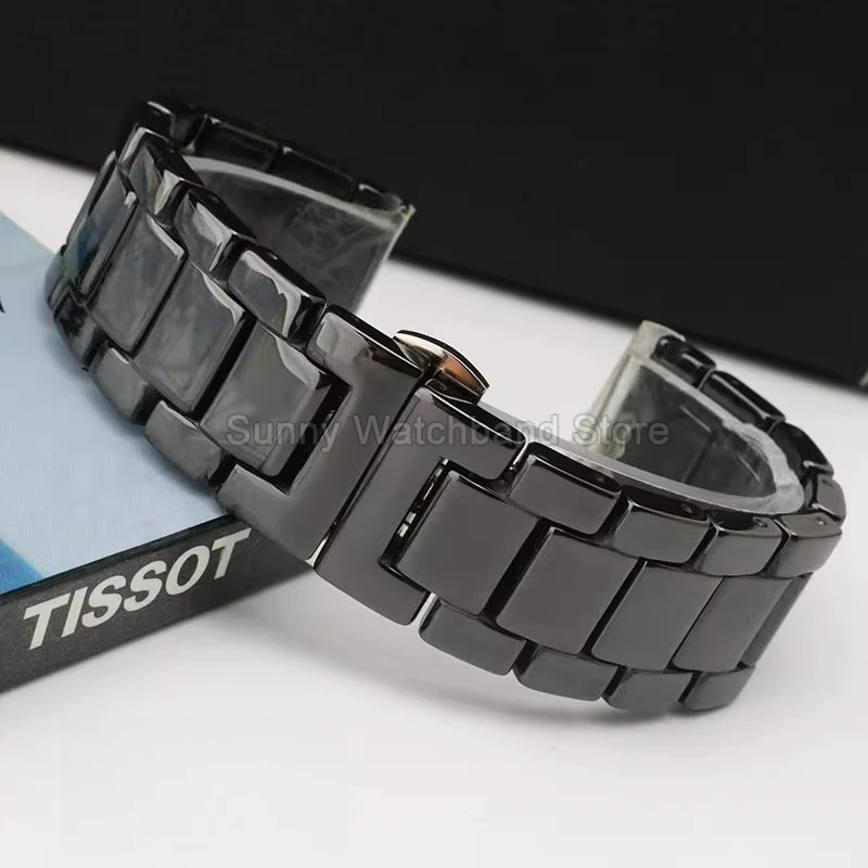 السيراميك الفولاذ المقاوم للصدأ للطي مشبك حزام الساعات الرجال النساء أسود أبيض سوار ل DW المذيبات Et Titus أرماني TianWang سوار #4