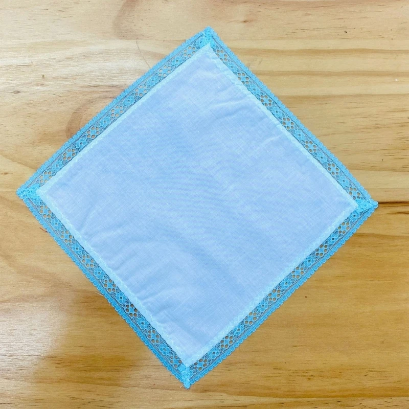 Premium Lace Trimmed Handkerchief Pocket Square Soft Breathable Fabric Hankies For DIY Customization Projects 25x25cm