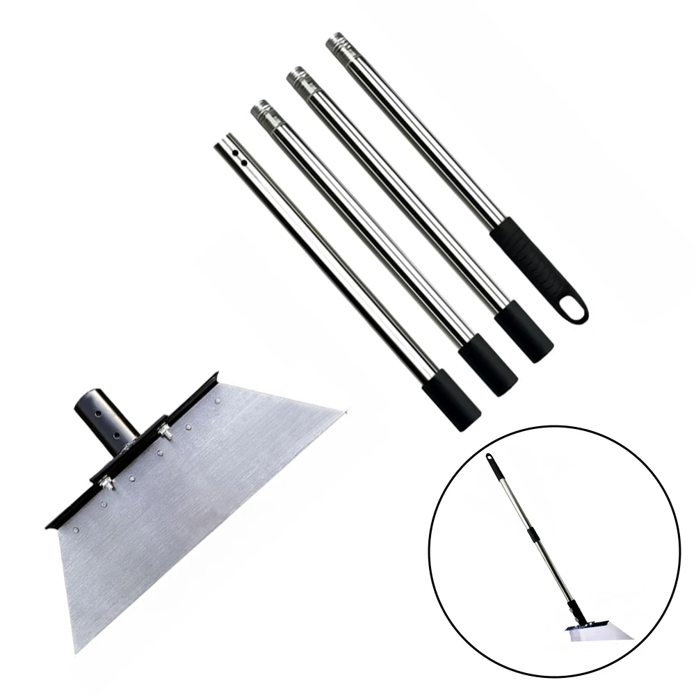 160cm Adjustable Stainless Steel Garden Scraper With 32cm Blade For Snow Ice-Weed Removal And Floor Cleaning Flat Shovel Tool