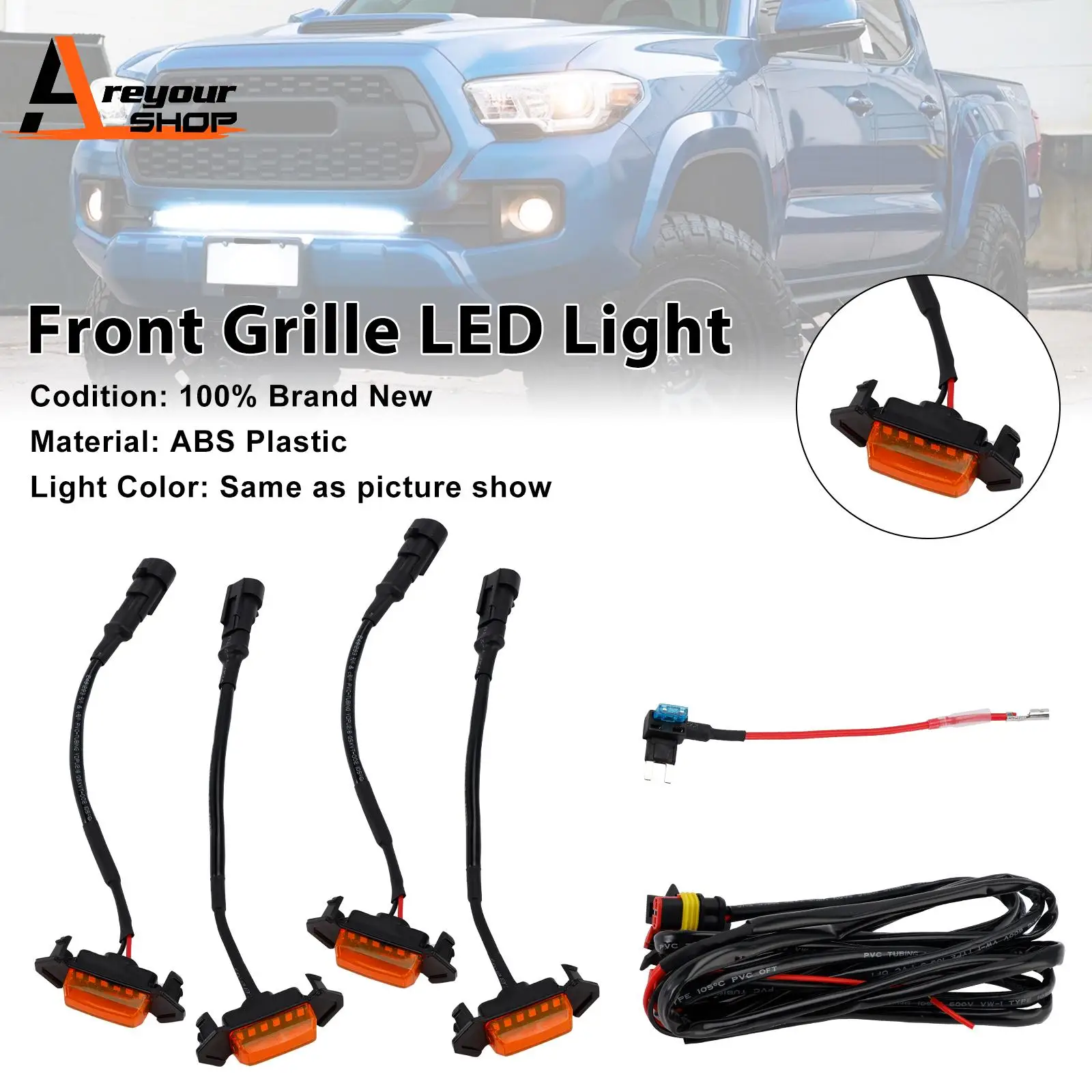 

Yellow Lens Amber Light Front Grille LED Light Kit Fit for Toyota Tacoma 2016 2017 2018 2019 2020 2021 2022 2023