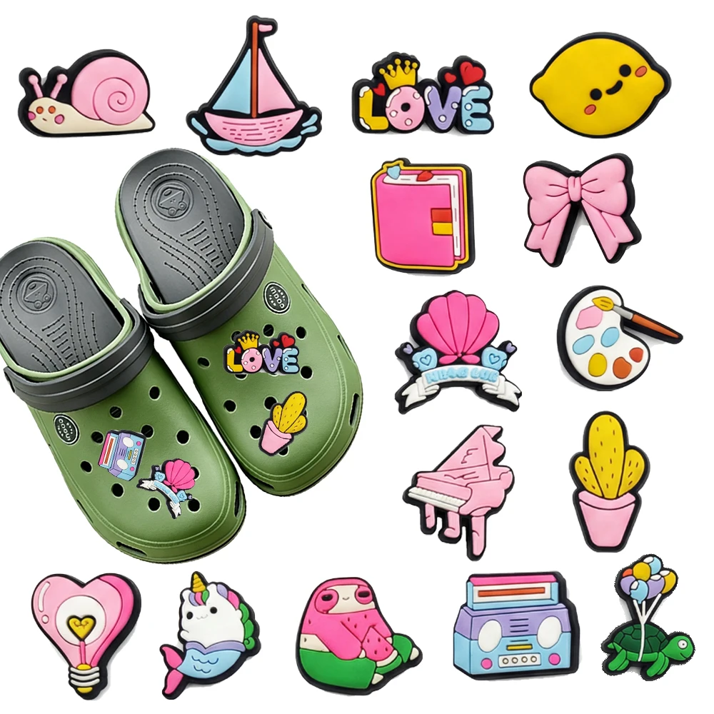 New 1-15Pcs Cute Sweet Cartoon Series PVC Shoe Charms Accessories DIY Creativity Sandal Wristbands Decorations Party Gifts