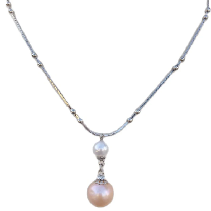 

Идеальное ожерелье с подвеской из настоящего жемчуга Южного моря 9-10 мм, розовое, белое, 7-8 мм, 18 дюймов, красивое серебро 925 пробы для девочек