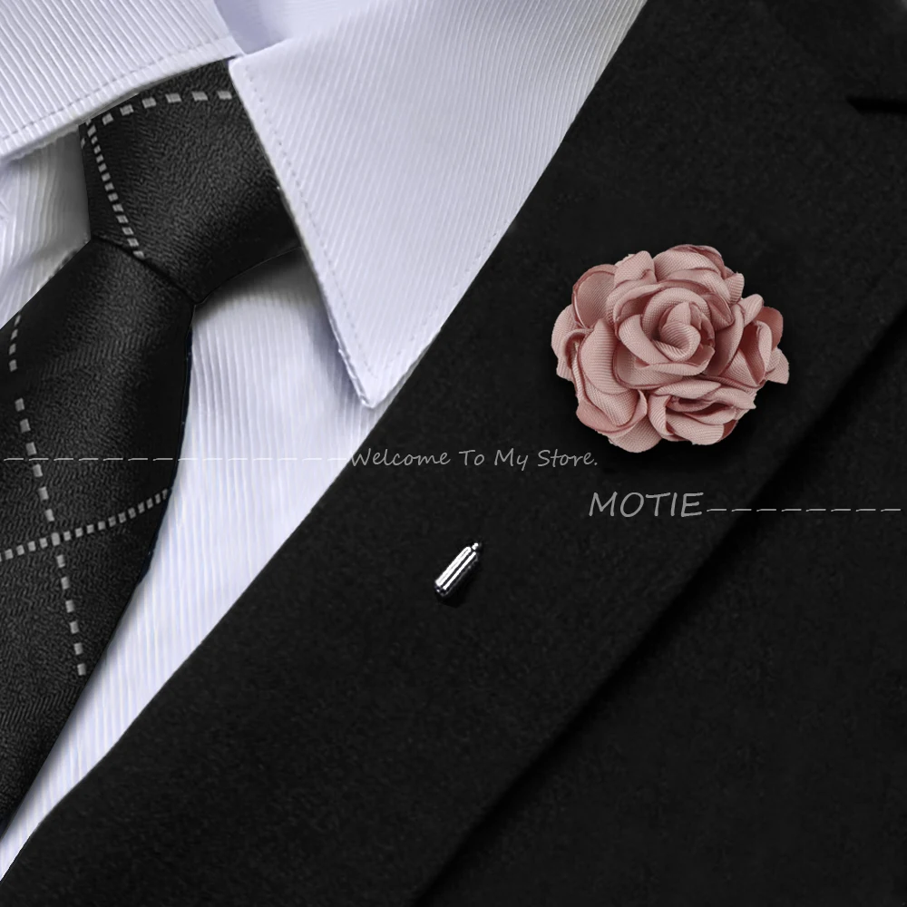 Men's Handmade Brooch Green Fabric Floral Brooch Pin Suit Shirt Corsage Collar Lapel Pin Wedding Boutonniere Clothes Accessories