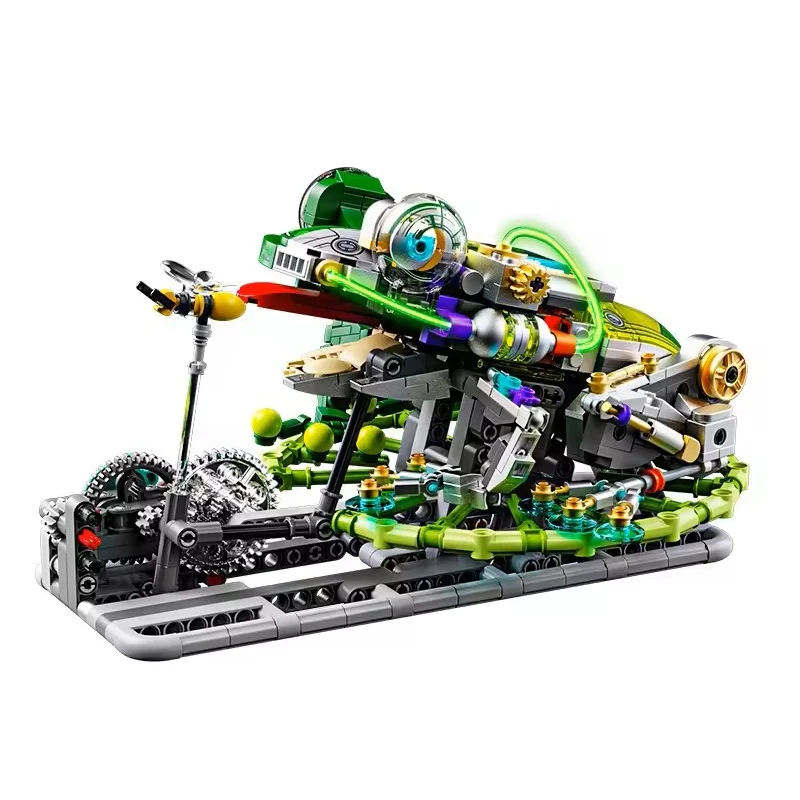 898 قطعة مكعبات بناء الضفدع الميكانيكية الجديدة مع أضواء التروس المنقولة مقلد لعبة إبداعية حلية رائعة هدايا عيد الميلاد