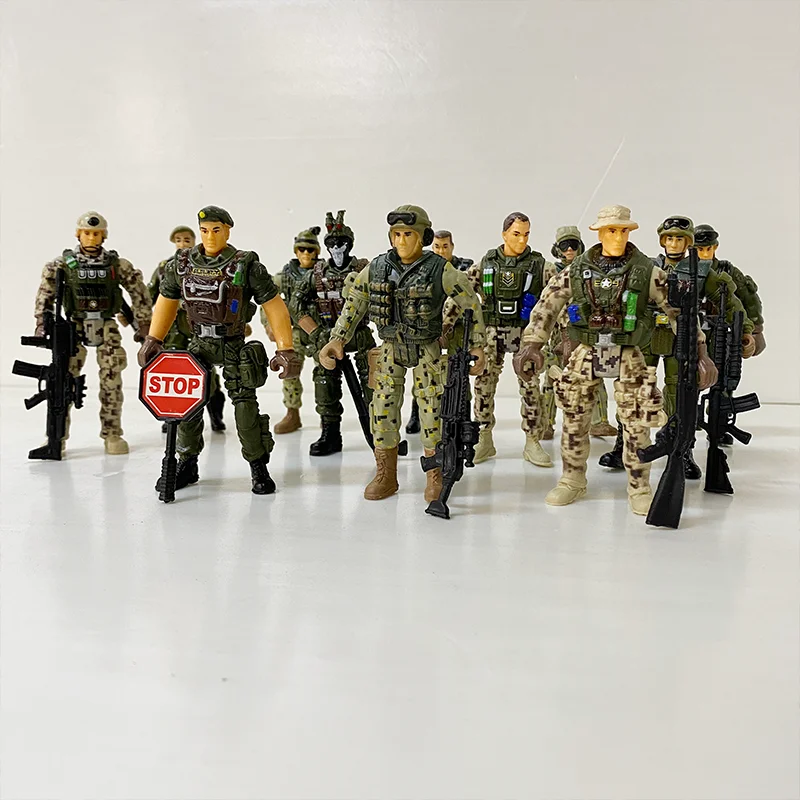 Soldados das Forças Especiais Figuras de Ação Playset, Homens do Exército e SWAT Team, Jogo da Segunda Guerra Mundial, Modelo de Arma Militar, Garoto, Presente do Menino, 12pcs