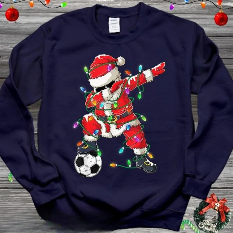 Santa's Favorite Football Player Kicking Off The Xmas Spirit Sweatshirt Soccer Gift Football Lover Jumper Player Jumper Tops