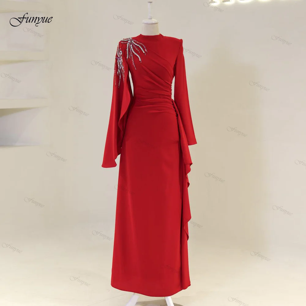 

Funyue Customized Elegant Formal Evening Gowns for Woman Luxury Beading Chiffon Mother of The Bride Dresses Ankle Length Prom
