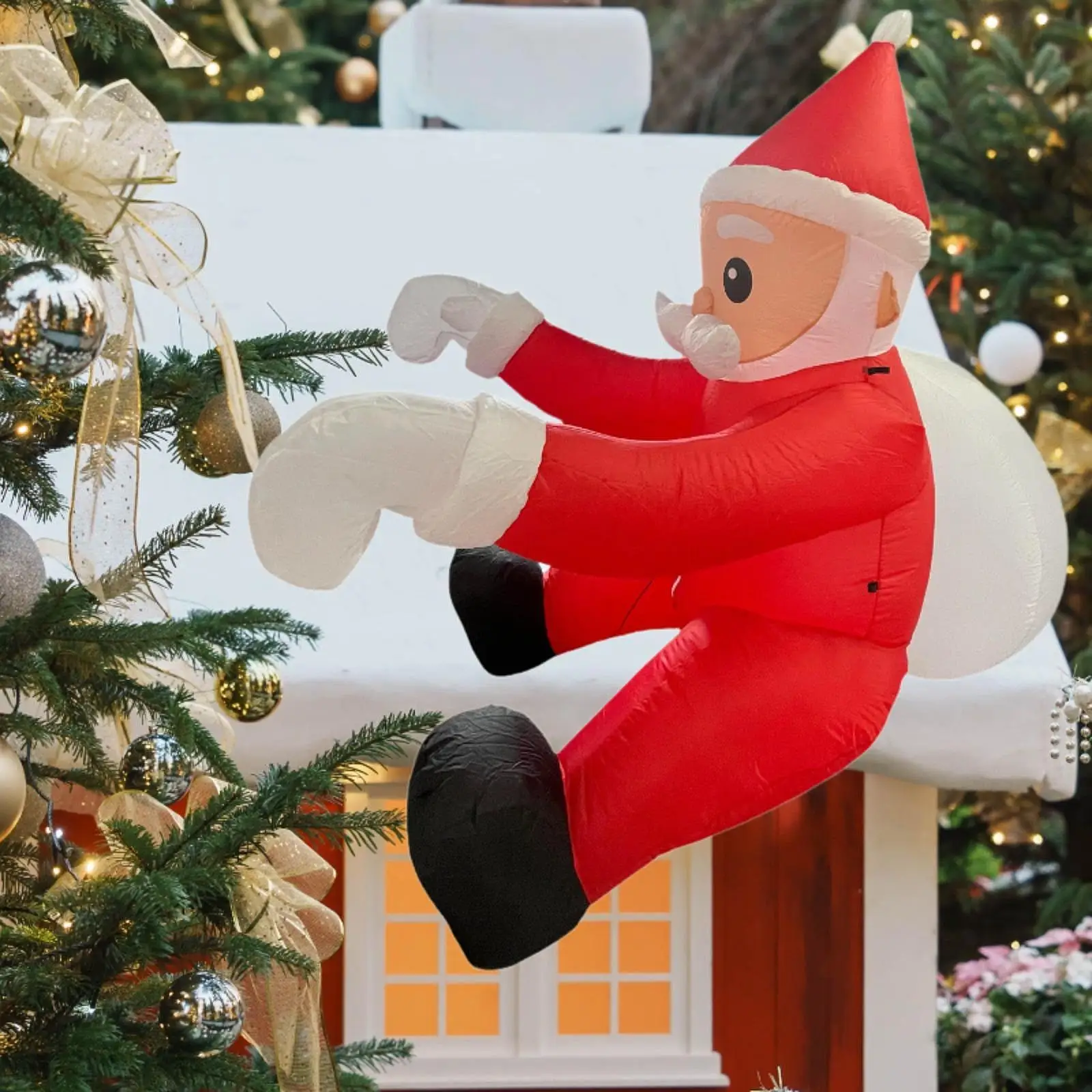 

Рождественский надувной альпинистский Санта-Клаус, украшение для дома и улицы, декор для вечеринки, встроенный светодиодный дисплей для забора, двора, заднего двора