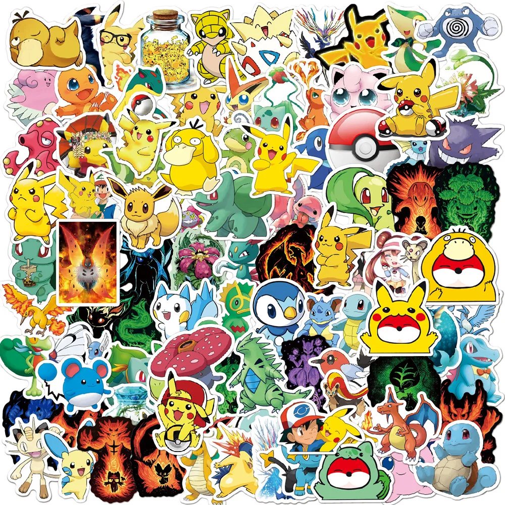 10/30/50/100pcs Cartoon Anime Pokemon Cute Stickers for Kid Laptop Suitcase Skateboard Decal Toy Waterproof Pikachu Sticker Pack