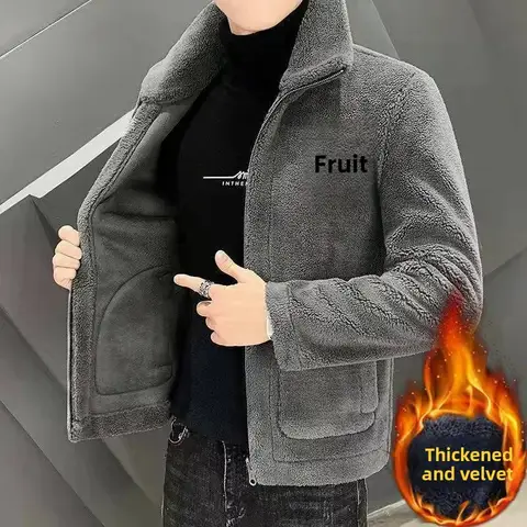 Men's Winter Fleece Lined Thickened Short Jacket Autumn Winter New Style Warm Clothing Short Length Woolen Coat Casual Loose Fit