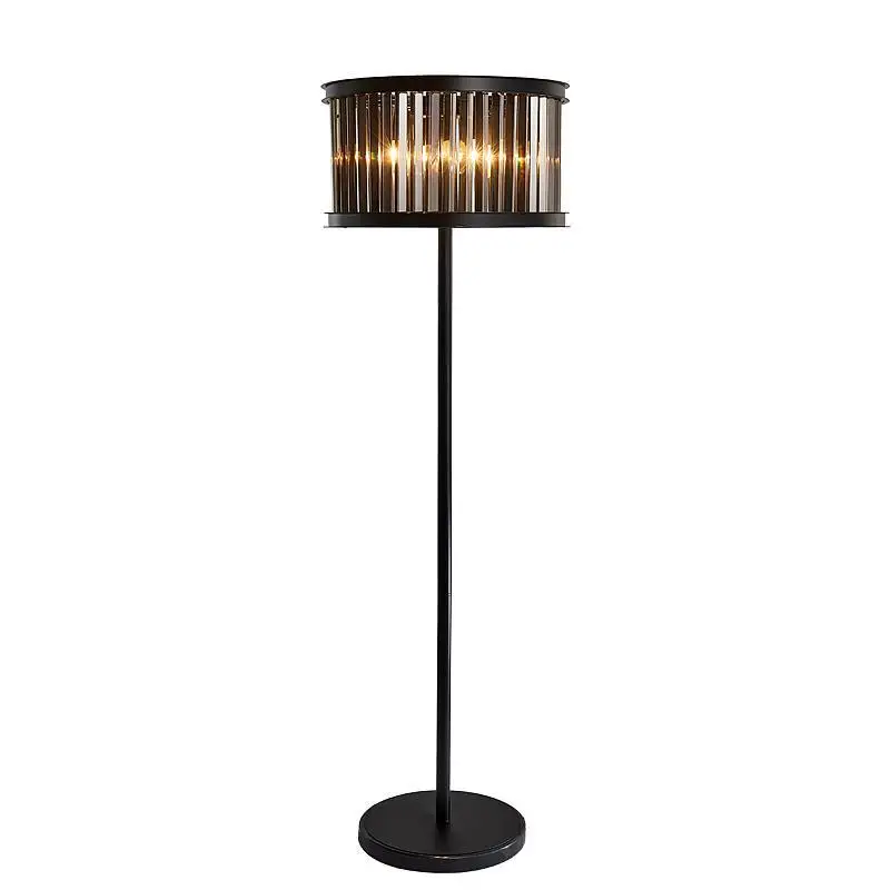 Antique H 150 cm Black Crystal Floor Lamp for coffee shop dining room novelty Living Room wedding smoke crystal LED Floor Light