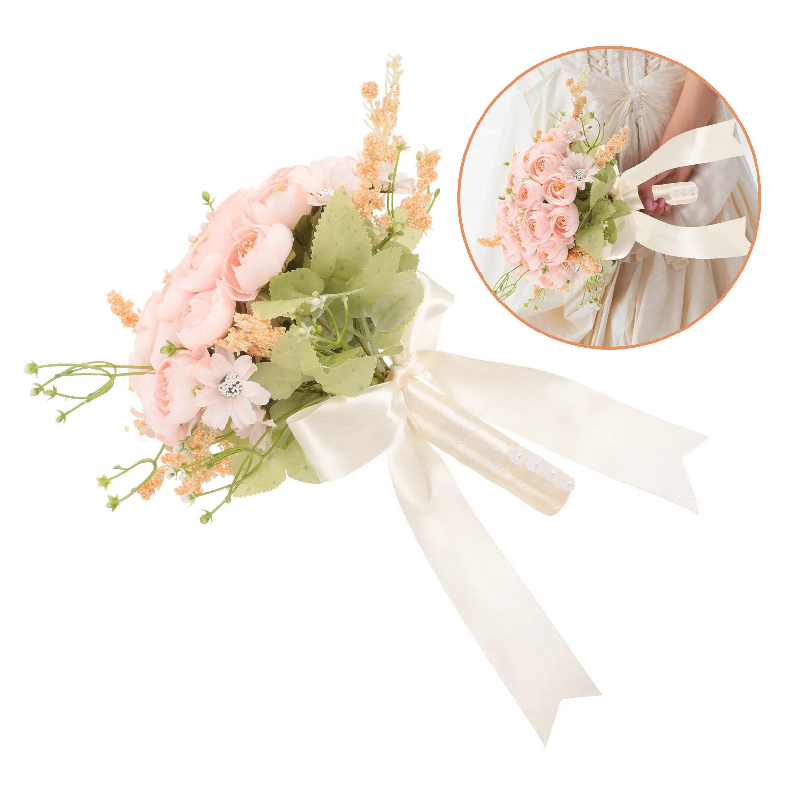 

1 Bunch European Style Premium Rose Flower Bouquet Wedding Decoration Fake Bridal Handhold Artificial Flower Bouquet For Party
