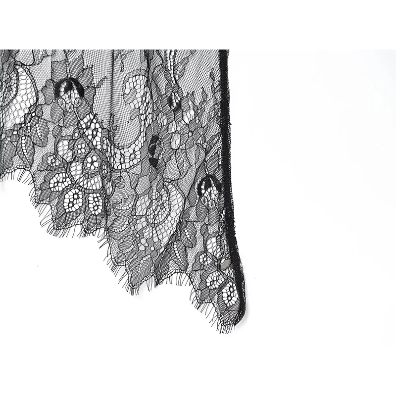 Vestido midi de empalme de cuero de encaje para mujer, vestidos de tirantes sin mangas con cuello en V a la moda, vestido de fiesta sexy para mujer