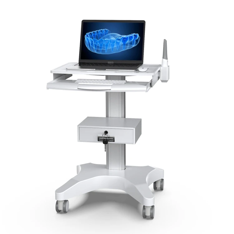 Medical Trolley with Laptop Pallet and Organizer Holder, Dental Clinic Cart with Wheels for Hospital & Beauty Salon