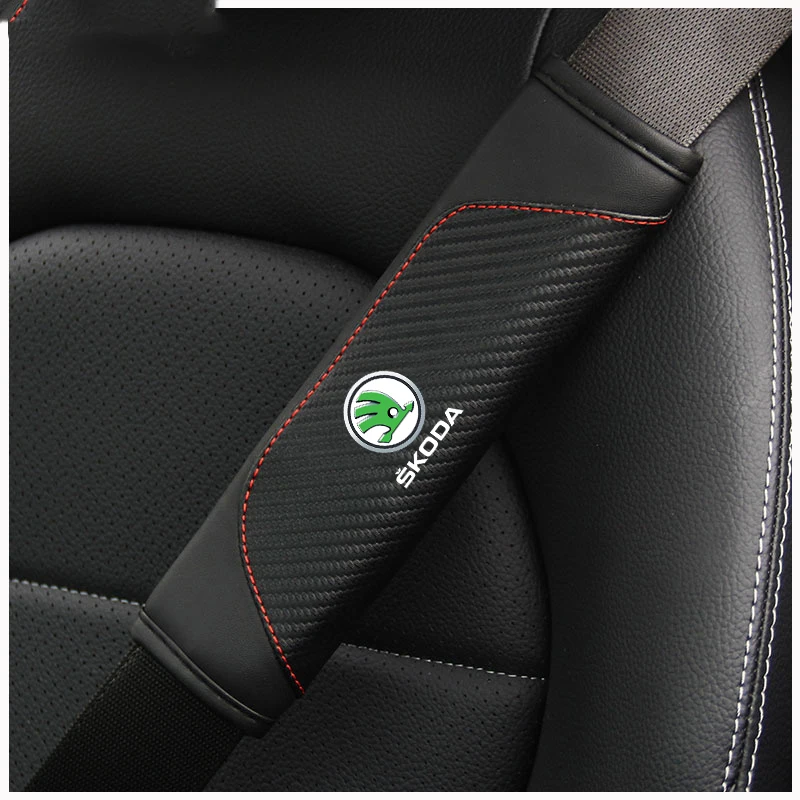 2PCS Car Seat Belt Safety Belt Shoulder Protector Cover For Skoda Octavia Fabia Kamiq Kapoq Kodiaq Rapid SCALA Auto Accessories