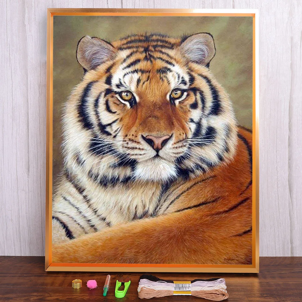 Tygrys Animal Printed 11CT Cross Stitch Set Embroidery DMC Threads Painting Craft Hobby Handicraft Promotions Design