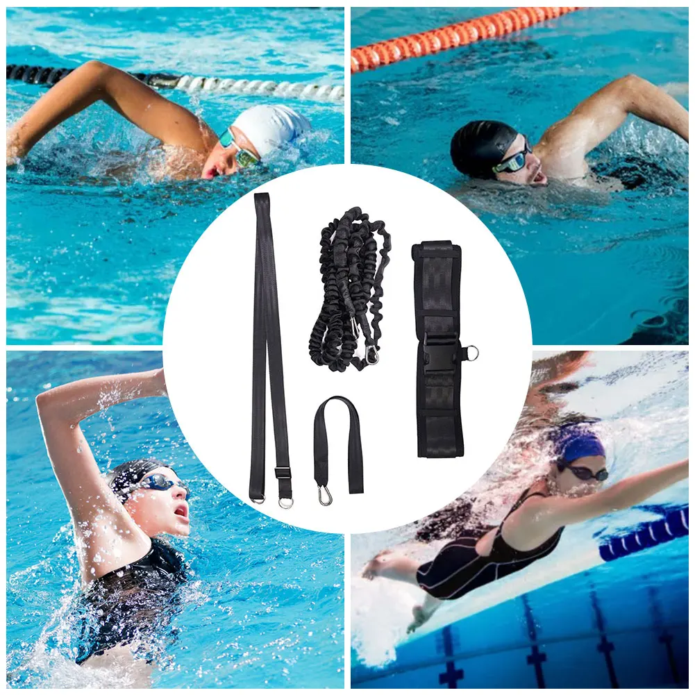 Swim Trainer Belt Stationary Resistance Belt Swimming Training Safe Rubber Tube Professional Swim Trainer Device For Adult Kids