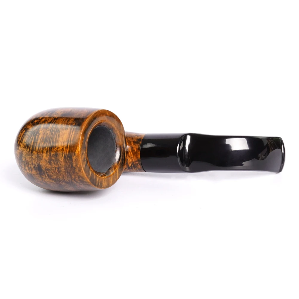 MUXIANG Hungarian big curve pipe handmade briar tobacco pipe curve handle saddle acrylic pipe mouth 9mm pipe channel Father gift