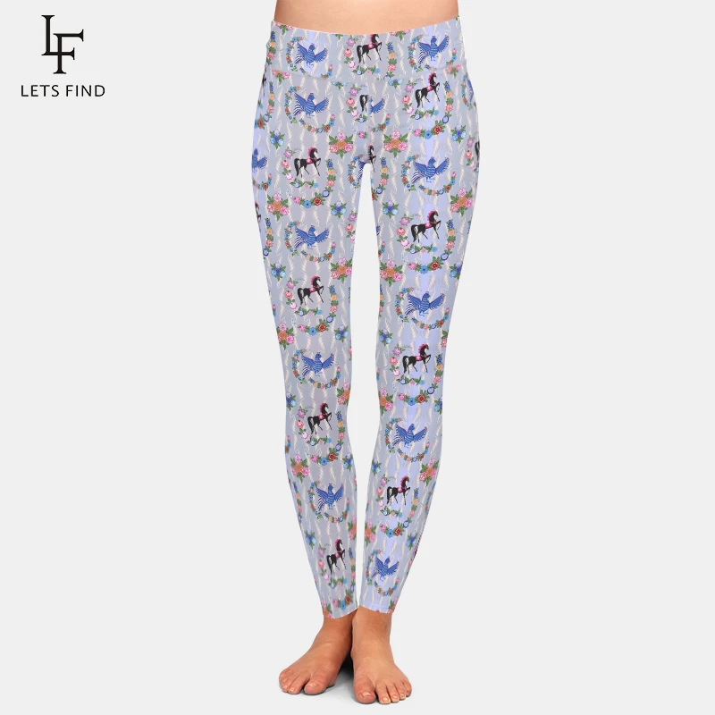 LETSFIND Super Soft Women Fitness Pants 3D Horse Pattern Print Unicorn vita alta Girl Sexy Soft Slim Skinny Stretch Leggings