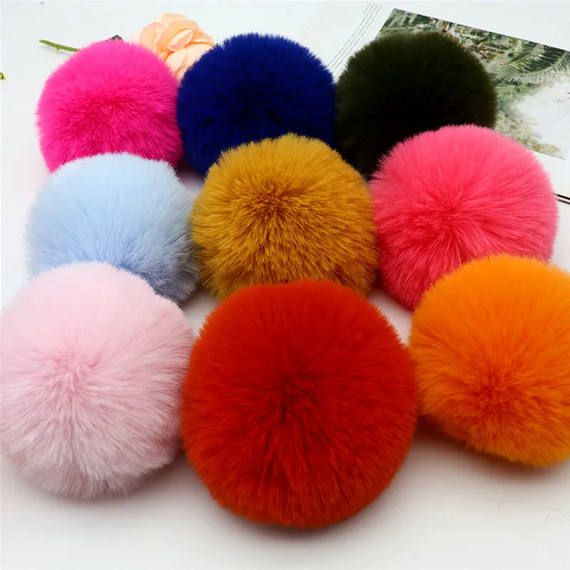 10CM Fluffy Soft Hand Sewn Pom Pom Faux Plush Pom Pom DIY Keychain Backpack Pendant Home Decor Pom Pom 1Pcs