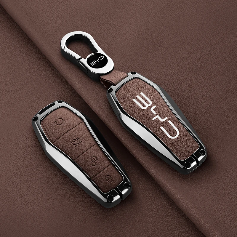 حافظة مفاتيح السيارة الجلدية حقيبة لـ BYD Song Plus Pro Atto 3 Han EV Tang EV600 DM Qin Seal Dolphin Yuan MAX DMI ملحقات السيارات #1