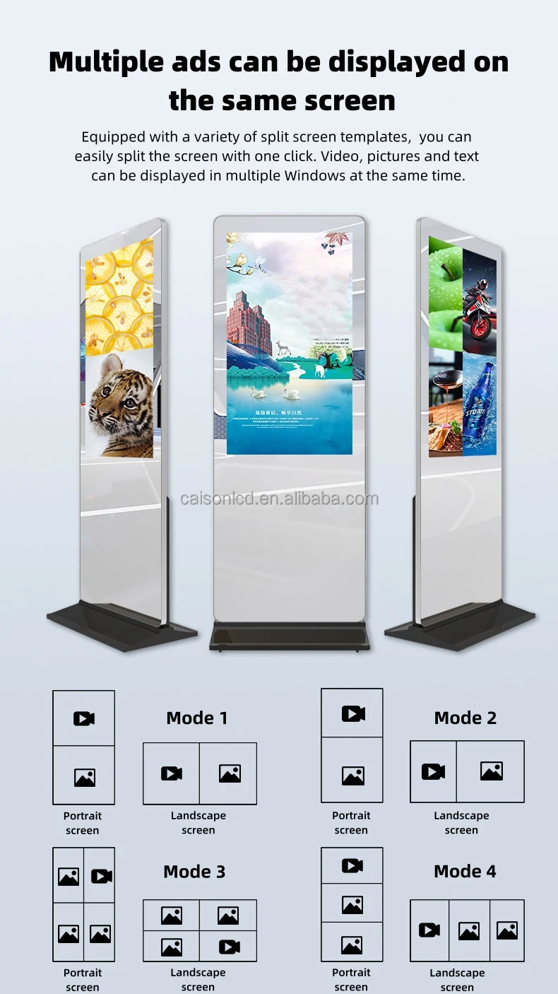 32/43/55 Inch Mirror Clothing Store Digital Stand Intelligent Digital Signage and Display Touch Vertical LCD Advertising Display