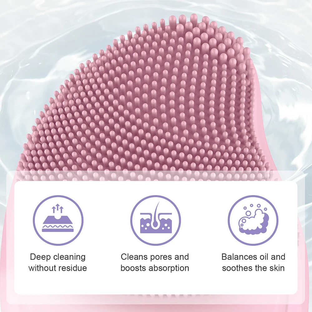 Brosse nettoyante électrique en silicone souple avec vibration sonique, offrant un nettoyage en profondeur, une exfolie douce et des avantages de massage
