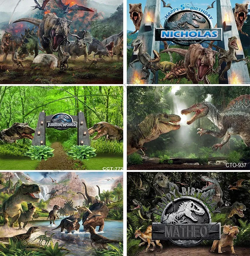 

Jurassic World Background Photography Studio for Birthday Boy Customize Photo Backdrops Dinosaur Party Decorations