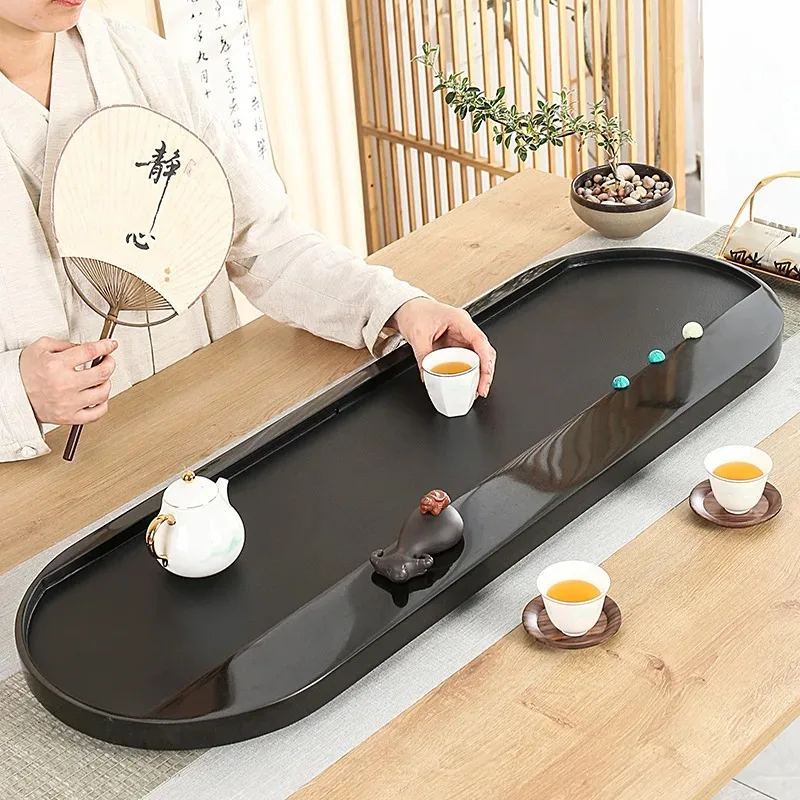 

Big Loog Rectangle Tea Tray Stone Black Living Room Office Tea Tray Hospitality Coffeeware Dining Bandejas Home Decorationgs