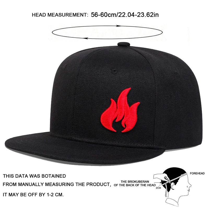 Unisex Flame Embroidery Hip-hop Hats Fashion Outdoor Adjustable Casual Baseball Caps Sunscreen Hat