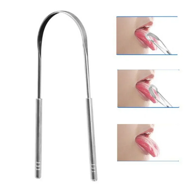 1Pc/2pc/6pc  Stainless Steel Tongue Scraper Silver Metal Cleaner Eco-friendly Oral Care Fresh Tool Reusable Breath Brush