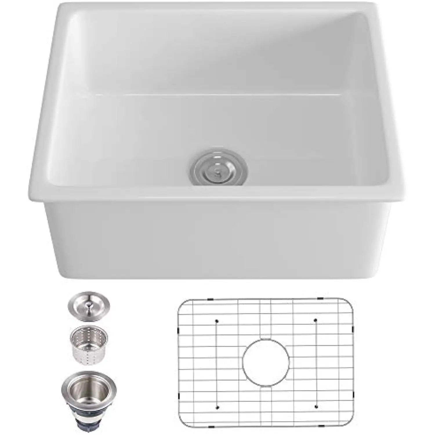 

24 Inches Undermount Kitchen Sink, Ceramic Kitchen Sink Rectangle, 231⁄2 X 181⁄2 X 10