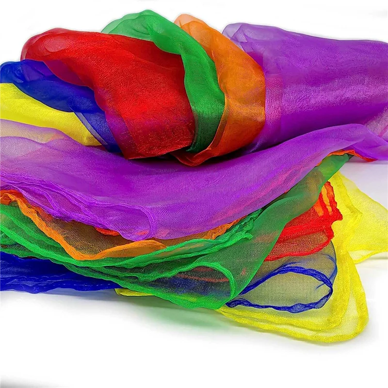 

ABMW-24Pcs Kids Juggling Scarves Dance Music Scarves Colorful Scarves Movement Scarves Rhythm Scarves for Children Movement