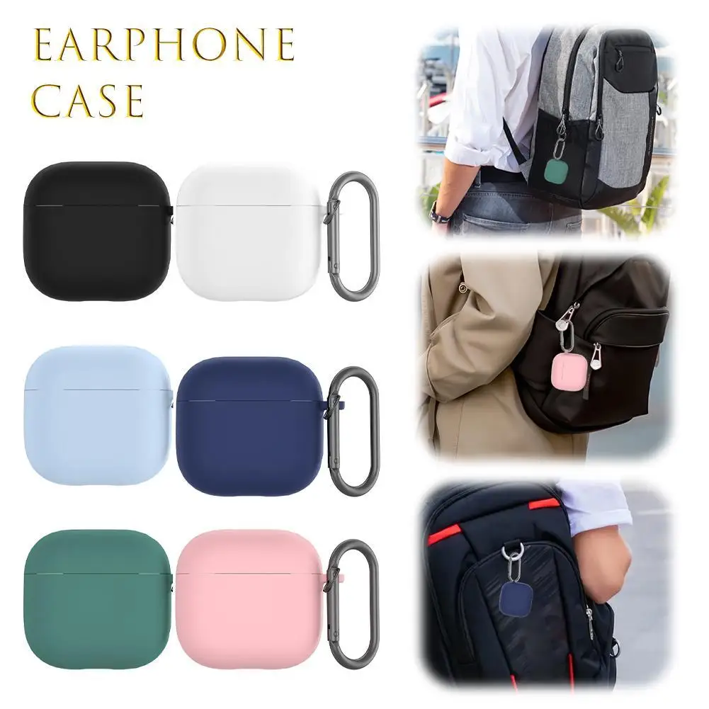 Funda protectora para auriculares Airpods 4, carcasa de silicona suave, Color sólido, Bluetooth